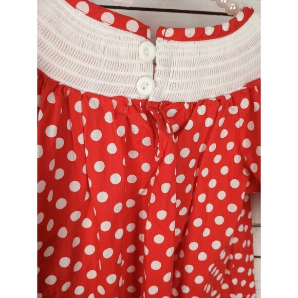 Valentines Day Polka Dot Smocked Dress Red White Hearts‎ Girls Size 5 - Picture 6 of 7
